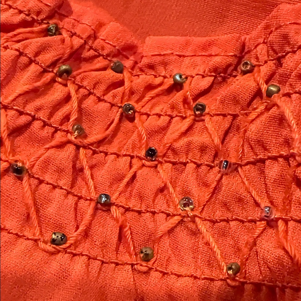Avenue Women's Burnt Orange Blouse with Decorative Neckline Size 22/24 - Picture 7 of 9